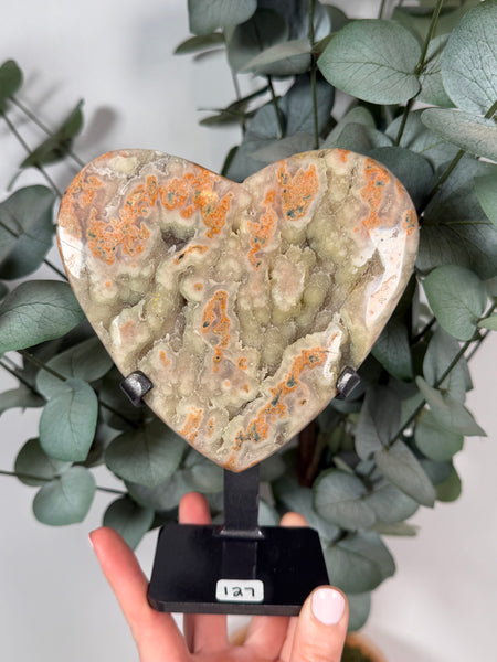 Mint Druzy x Peach Jasper Heart - 127