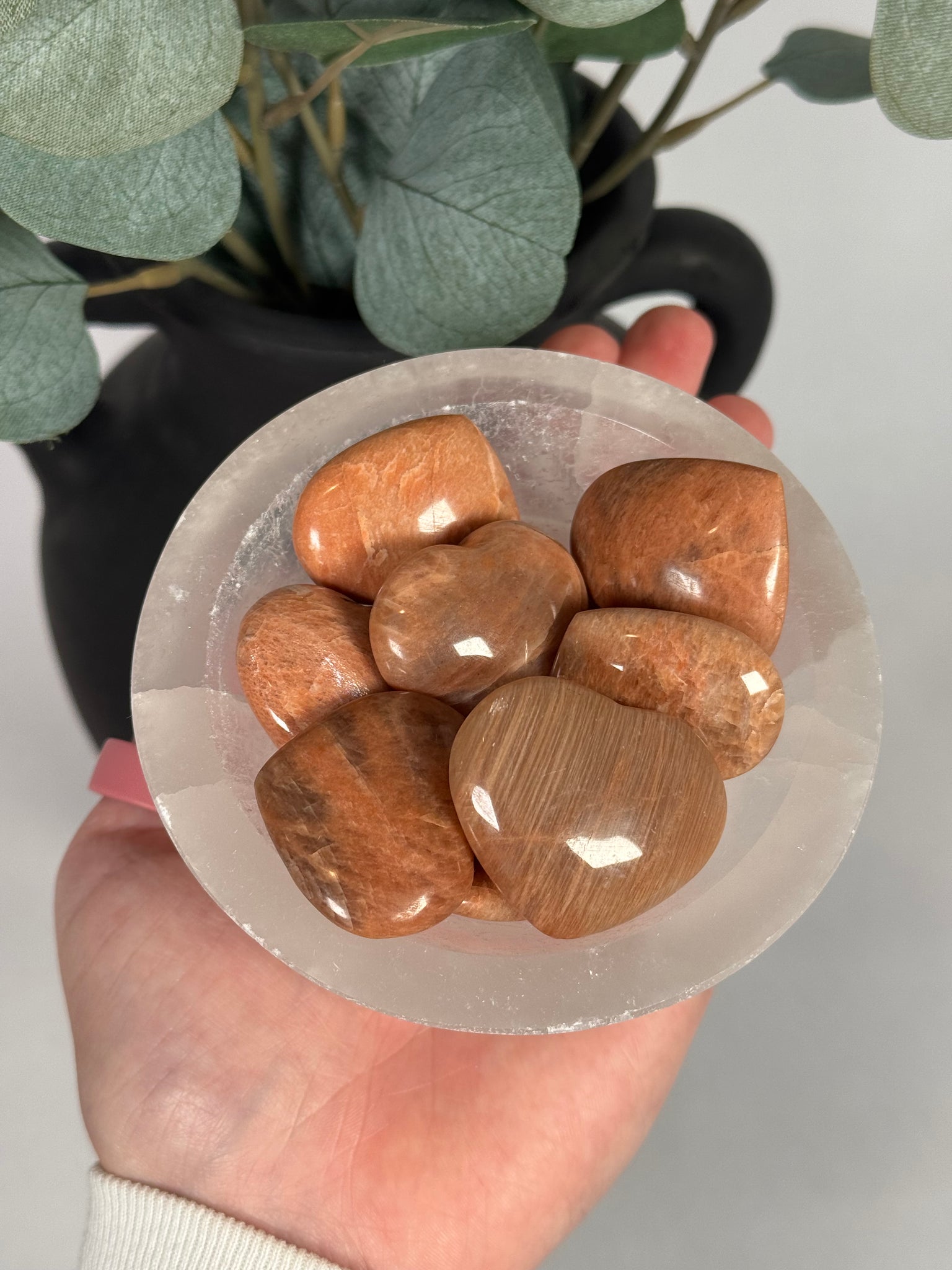 Peach Moonstone Heart - mystery