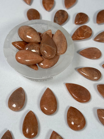 Peach Moonstone Tear Drop - mystery