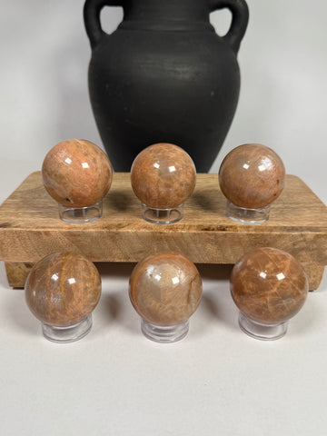 Peach Moonstone Spheres - mystery