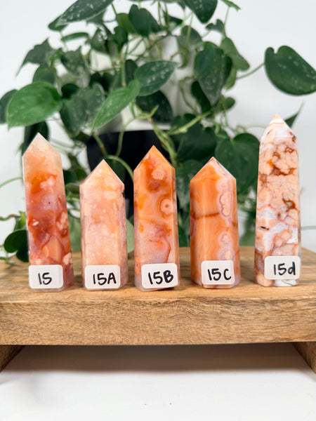 Carnelian x Flower Agate Towers - you pick
