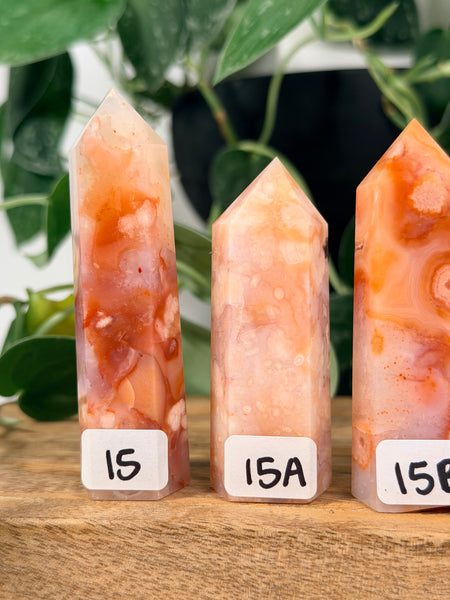 Carnelian x Flower Agate Towers - you pick