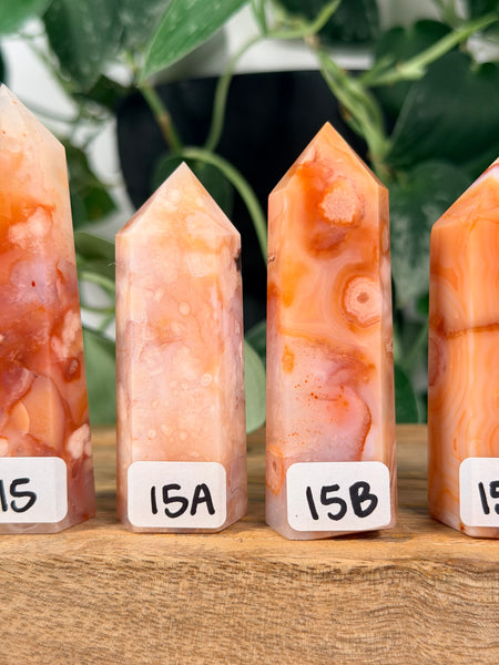 Carnelian x Flower Agate Towers - you pick