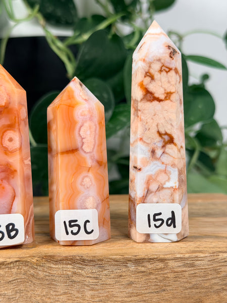 Carnelian x Flower Agate Towers - you pick