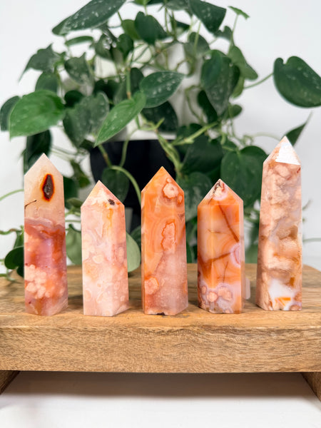 Carnelian x Flower Agate Towers - you pick