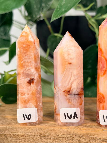 Carnelian x Flower Agate Towers - you pick