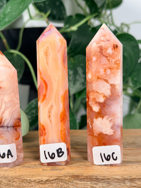 Carnelian x Flower Agate Towers - you pick