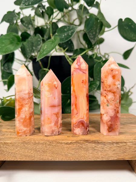 Carnelian x Flower Agate Towers - you pick