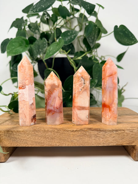 Carnelian x Flower Agate Towers - you pick