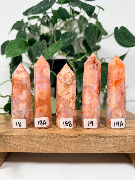 Carnelian x Flower Agate Towers - you pick