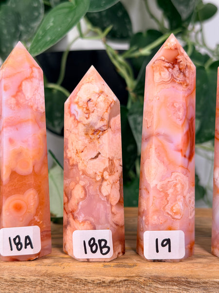 Carnelian x Flower Agate Towers - you pick
