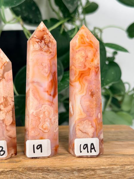 Carnelian x Flower Agate Towers - you pick