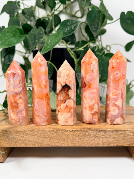 Carnelian x Flower Agate Towers - you pick