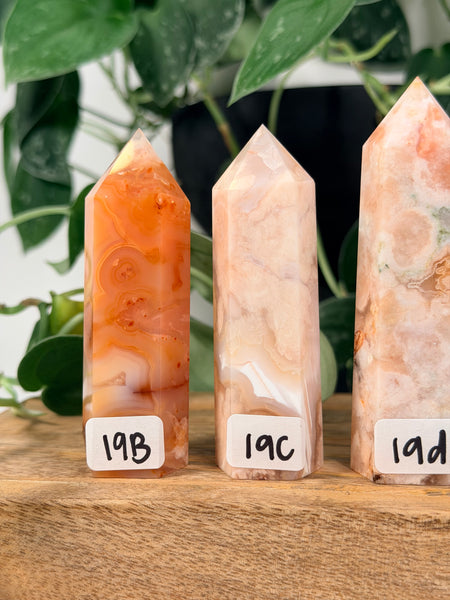 Carnelian x Flower Agate Towers - you pick