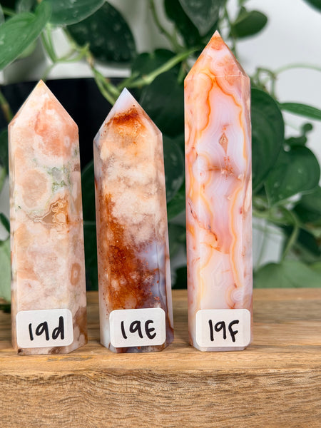 Carnelian x Flower Agate Towers - you pick