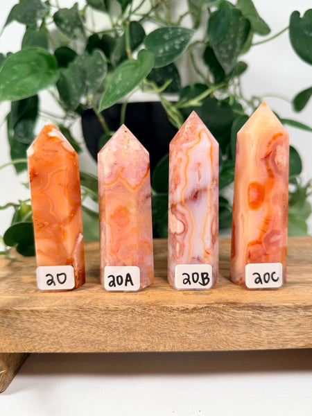 Carnelian x Flower Agate Towers - you pick