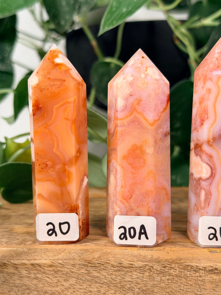 Carnelian x Flower Agate Towers - you pick