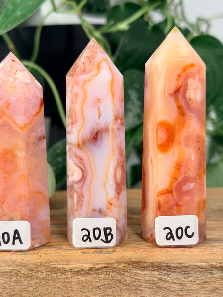 Carnelian x Flower Agate Towers - you pick