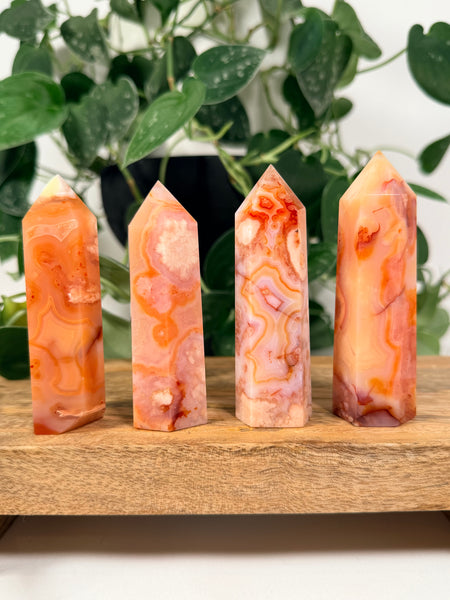 Carnelian x Flower Agate Towers - you pick