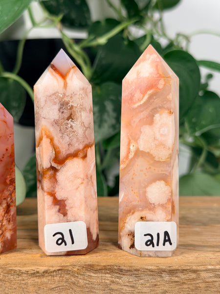 Carnelian x Flower Agate Towers - you pick