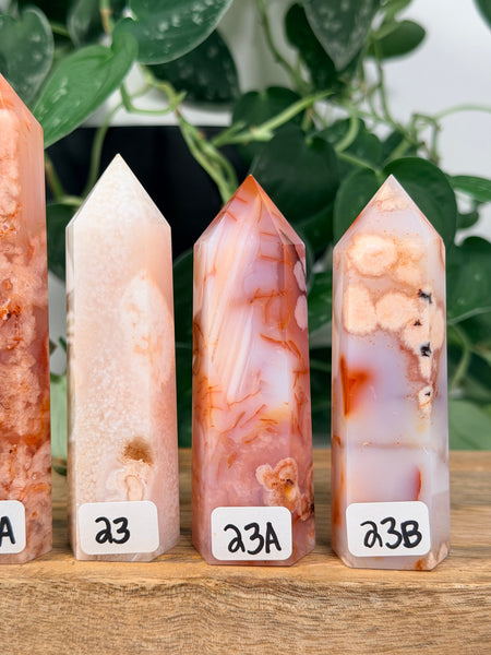 Carnelian x Flower Agate Towers - you pick