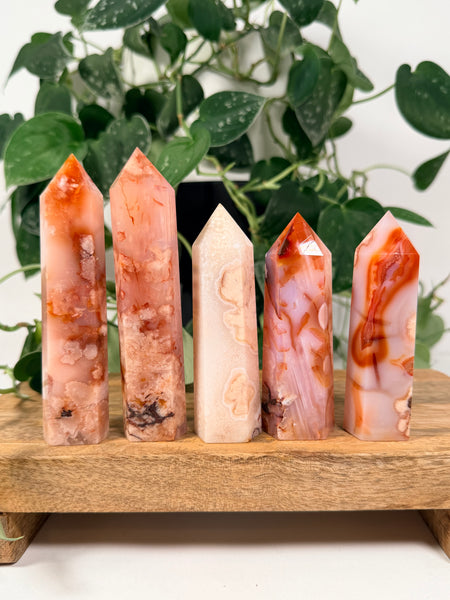 Carnelian x Flower Agate Towers - you pick