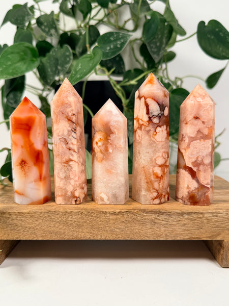 Carnelian x Flower Agate Towers - you pick
