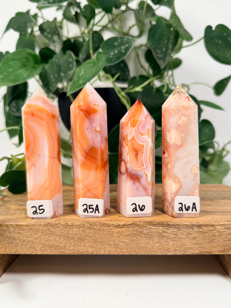 Carnelian x Flower Agate Towers - you pick