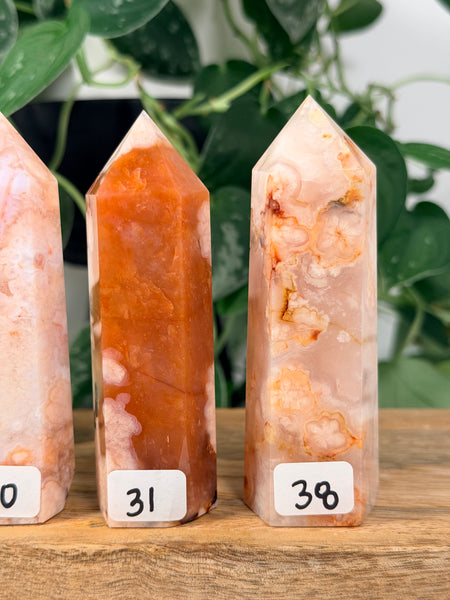 Carnelian x Flower Agate Towers - you pick