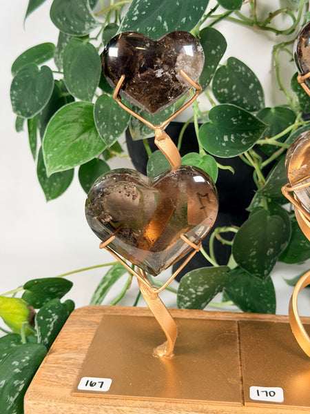 Smoky Quartz Hearts w Stand - you pick