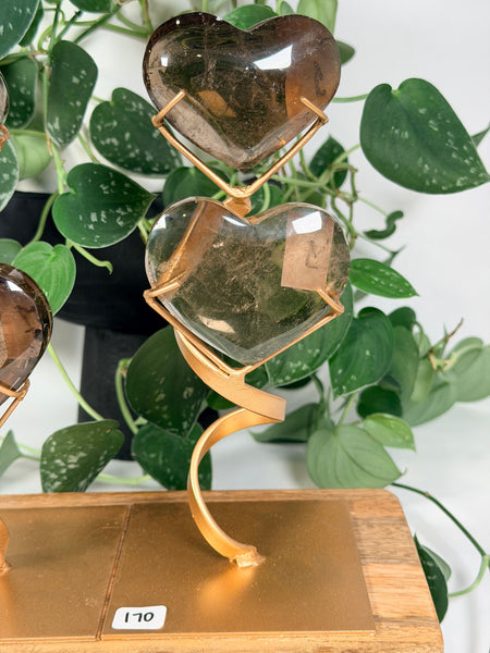 Smoky Quartz Hearts w Stand - you pick