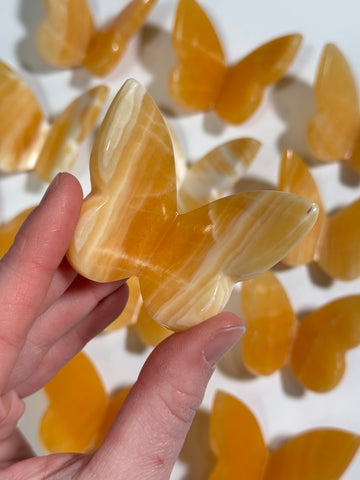 Orange Calcite 3D Butterfly