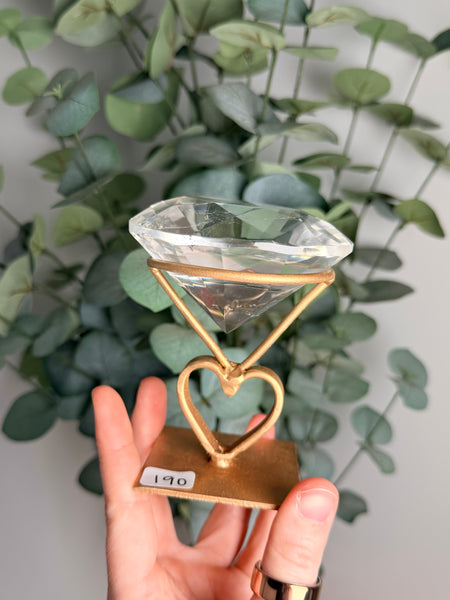 Clear Quartz “Diamond” w/ Stand - you pick