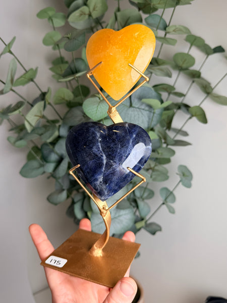 Sodalite x Calcite Hearts w/ Stand - you pick