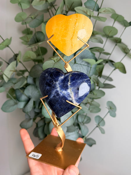 Sodalite x Calcite Hearts w/ Stand - you pick