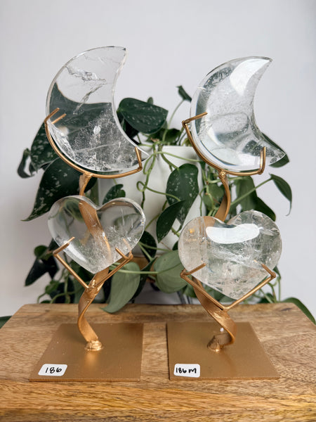 Quartz Moon x Heart w/ Stand - you pick