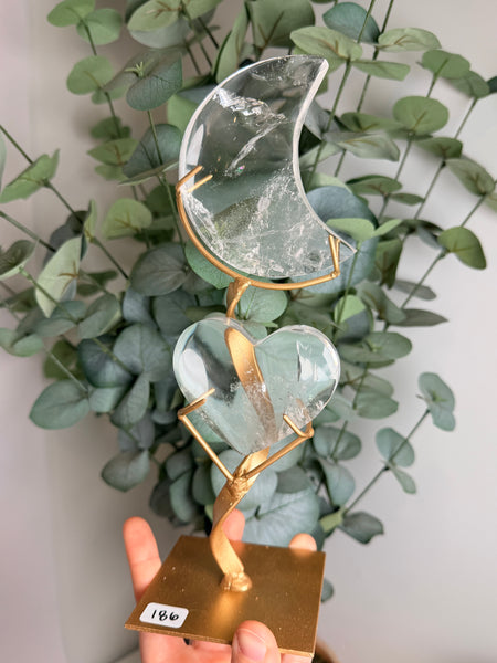 Quartz Moon x Heart w/ Stand - you pick