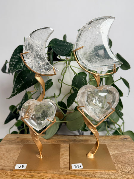 Quartz Moon x Heart w/ Stand - you pick