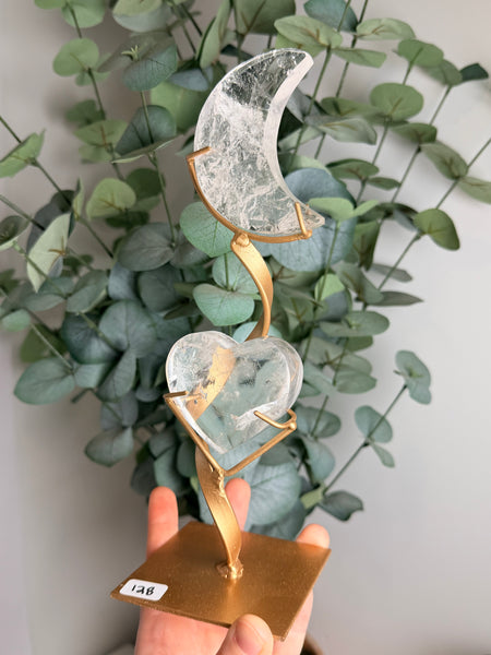Quartz Moon x Heart w/ Stand - you pick