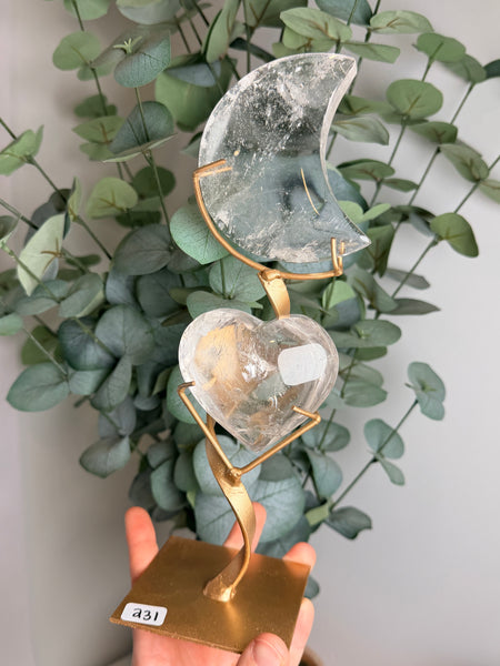 Quartz Moon x Heart w/ Stand - you pick