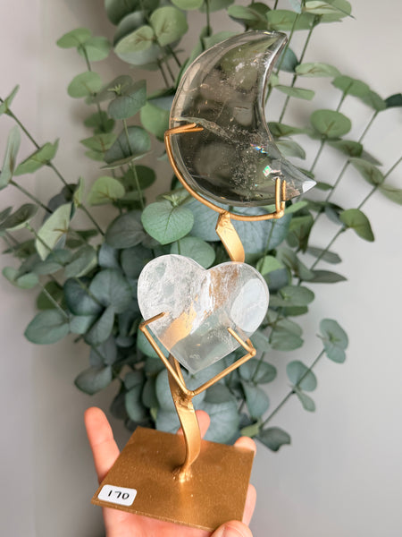 Quartz Moon x Heart w/ Stand - you pick