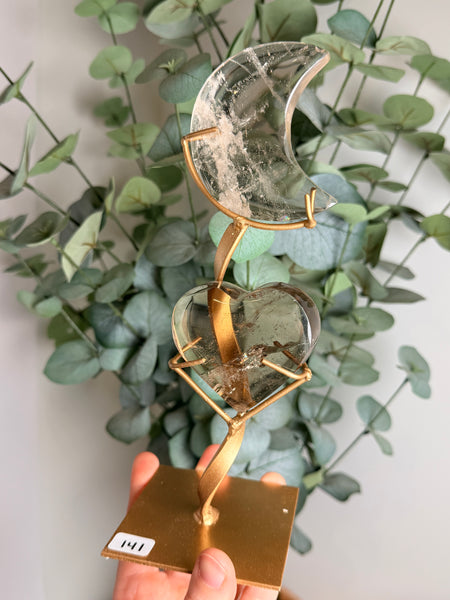 Quartz Moon x Heart w/ Stand - you pick