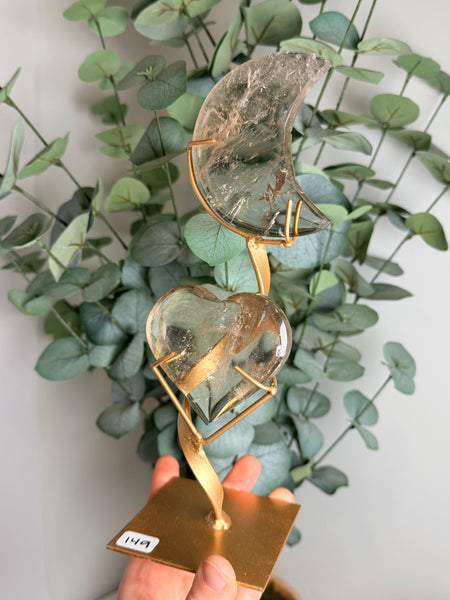 Quartz Moon x Heart w/ Stand - you pick