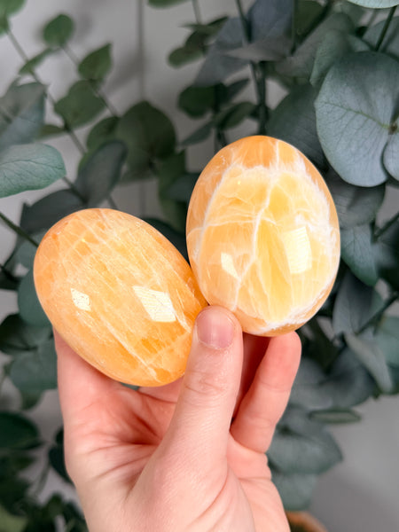 Honeycomb Calcite Palm Stones - mystery