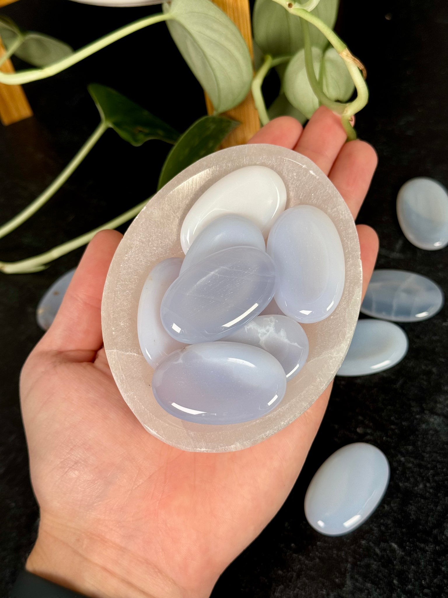 Blue Chalcedony Worry Stones